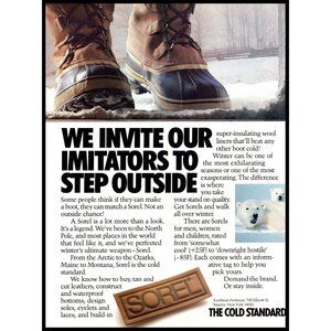1988 Kaufman Sorel Sorels Winder Boots Vintage Print Ad Polar Bear Cub Wall Art